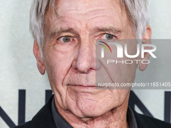 Harrison Ford arrives at the World Premiere Of Apple TV+ Series' 'Shrinking' Season 2 held at the Pacific Design Center on October 8, 2024 i...