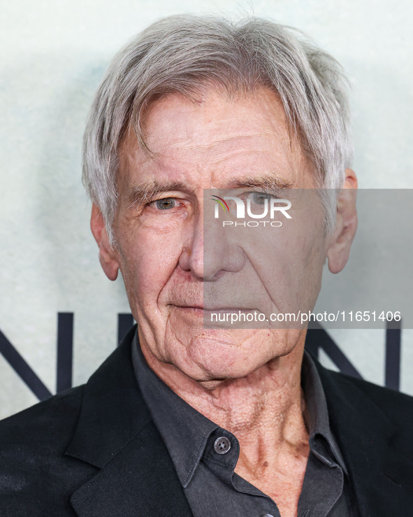 Harrison Ford arrives at the World Premiere Of Apple TV+ Series' 'Shrinking' Season 2 held at the Pacific Design Center on October 8, 2024 i...