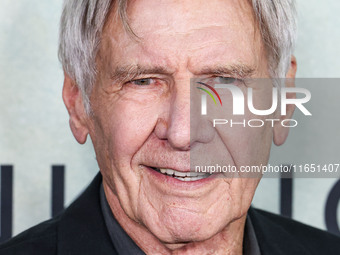 Harrison Ford arrives at the World Premiere Of Apple TV+ Series' 'Shrinking' Season 2 held at the Pacific Design Center on October 8, 2024 i...