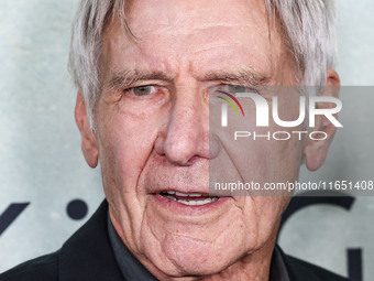 Harrison Ford arrives at the World Premiere Of Apple TV+ Series' 'Shrinking' Season 2 held at the Pacific Design Center on October 8, 2024 i...