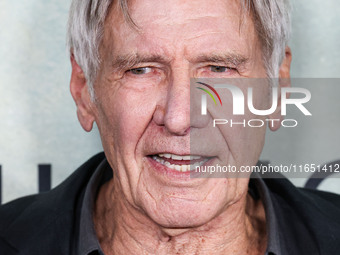 Harrison Ford arrives at the World Premiere Of Apple TV+ Series' 'Shrinking' Season 2 held at the Pacific Design Center on October 8, 2024 i...