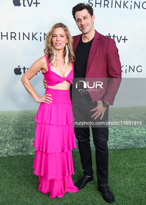 Jamie Wozny and Ryan Caltagirone arrive at the World Premiere Of Apple TV+ Series' 'Shrinking' Season 2 held at the Pacific Design Center on...