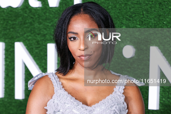 Jessica Williams arrives at the World Premiere Of Apple TV+ Series' 'Shrinking' Season 2 held at the Pacific Design Center on October 8, 202...