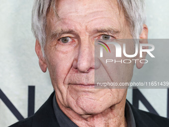 Harrison Ford arrives at the World Premiere Of Apple TV+ Series' 'Shrinking' Season 2 held at the Pacific Design Center on October 8, 2024 i...