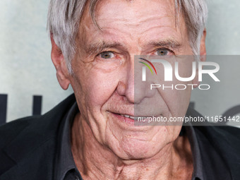 Harrison Ford arrives at the World Premiere Of Apple TV+ Series' 'Shrinking' Season 2 held at the Pacific Design Center on October 8, 2024 i...