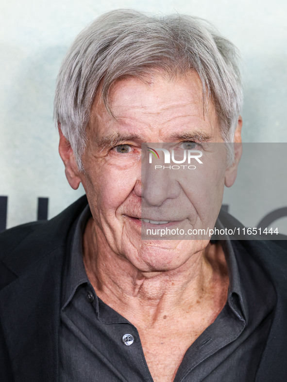 Harrison Ford arrives at the World Premiere Of Apple TV+ Series' 'Shrinking' Season 2 held at the Pacific Design Center on October 8, 2024 i...