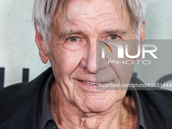 Harrison Ford arrives at the World Premiere Of Apple TV+ Series' 'Shrinking' Season 2 held at the Pacific Design Center on October 8, 2024 i...