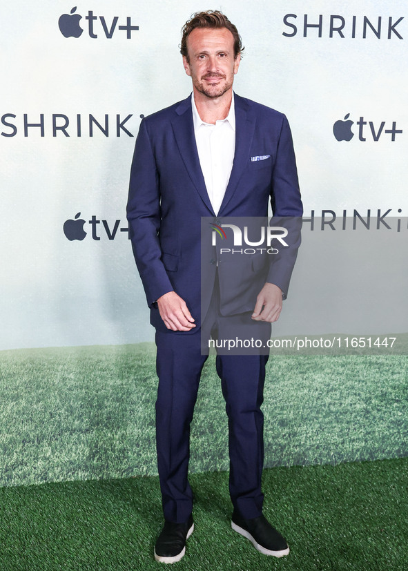 Jason Segel arrives at the World Premiere Of Apple TV+ Series' 'Shrinking' Season 2 held at the Pacific Design Center on October 8, 2024 in...