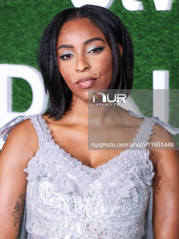 Jessica Williams arrives at the World Premiere Of Apple TV+ Series' 'Shrinking' Season 2 held at the Pacific Design Center on October 8, 202...