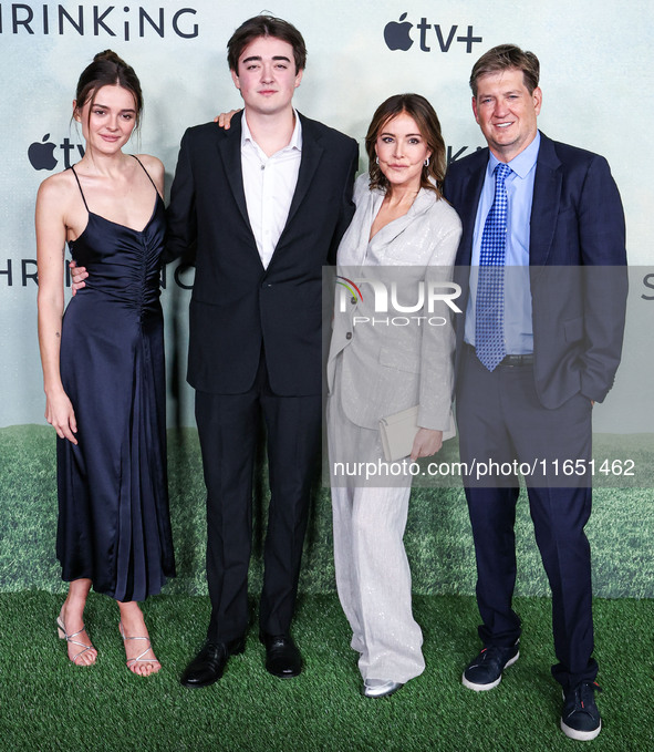 Charlotte Lawrence, William Stoddard Lawrence, Christa Miller and Bill Lawrence arrive at the World Premiere Of Apple TV+ Series' 'Shrinking...