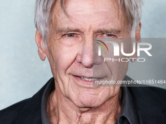 Harrison Ford arrives at the World Premiere Of Apple TV+ Series' 'Shrinking' Season 2 held at the Pacific Design Center on October 8, 2024 i...