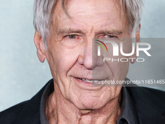 Harrison Ford arrives at the World Premiere Of Apple TV+ Series' 'Shrinking' Season 2 held at the Pacific Design Center on October 8, 2024 i...