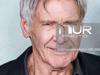 Harrison Ford arrives at the World Premiere Of Apple TV+ Series' 'Shrinking' Season 2 held at the Pacific Design Center on October 8, 2024 i...