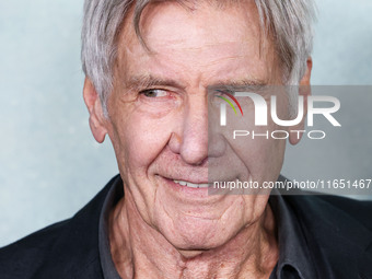 Harrison Ford arrives at the World Premiere Of Apple TV+ Series' 'Shrinking' Season 2 held at the Pacific Design Center on October 8, 2024 i...