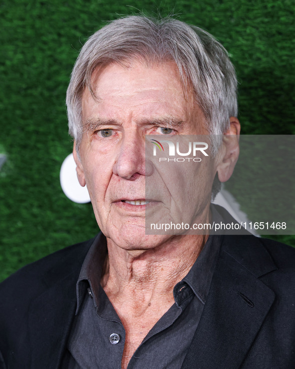 Harrison Ford arrives at the World Premiere Of Apple TV+ Series' 'Shrinking' Season 2 held at the Pacific Design Center on October 8, 2024 i...