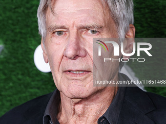 Harrison Ford arrives at the World Premiere Of Apple TV+ Series' 'Shrinking' Season 2 held at the Pacific Design Center on October 8, 2024 i...