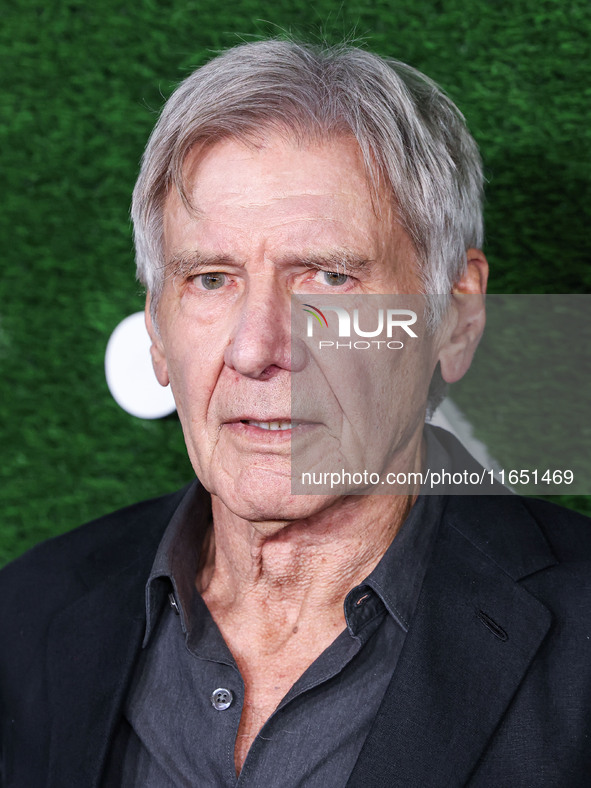 Harrison Ford arrives at the World Premiere Of Apple TV+ Series' 'Shrinking' Season 2 held at the Pacific Design Center on October 8, 2024 i...