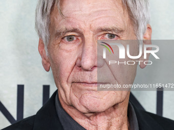 Harrison Ford arrives at the World Premiere Of Apple TV+ Series' 'Shrinking' Season 2 held at the Pacific Design Center on October 8, 2024 i...