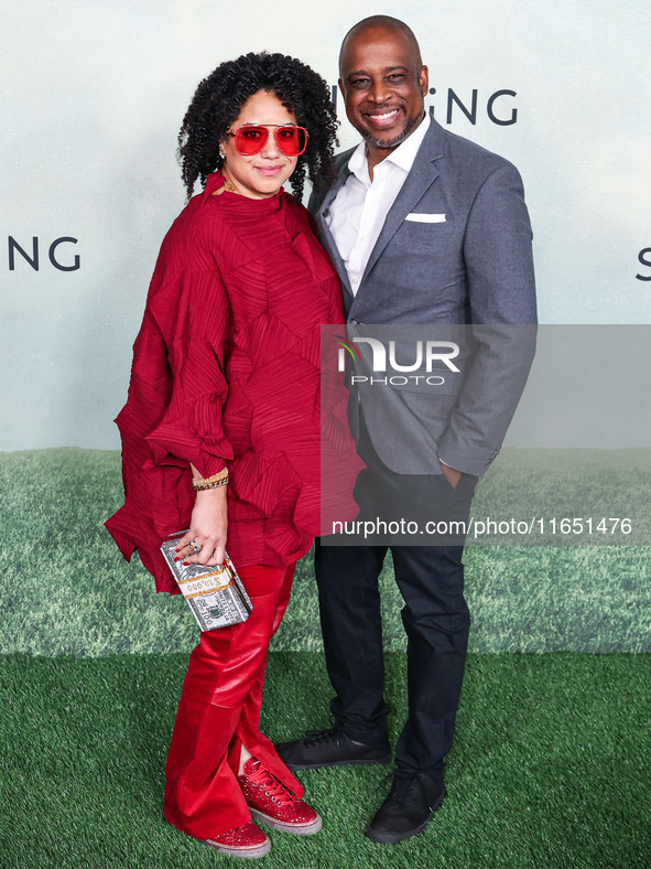 Jill Knox and Keith Powell arrive at the World Premiere Of Apple TV+ Series' 'Shrinking' Season 2 held at the Pacific Design Center on Octob...