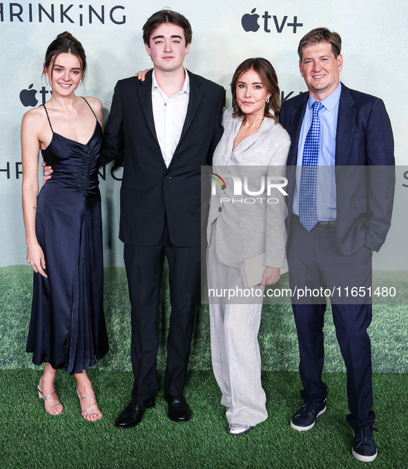 Charlotte Lawrence, William Stoddard Lawrence, Christa Miller and Bill Lawrence arrive at the World Premiere Of Apple TV+ Series' 'Shrinking...