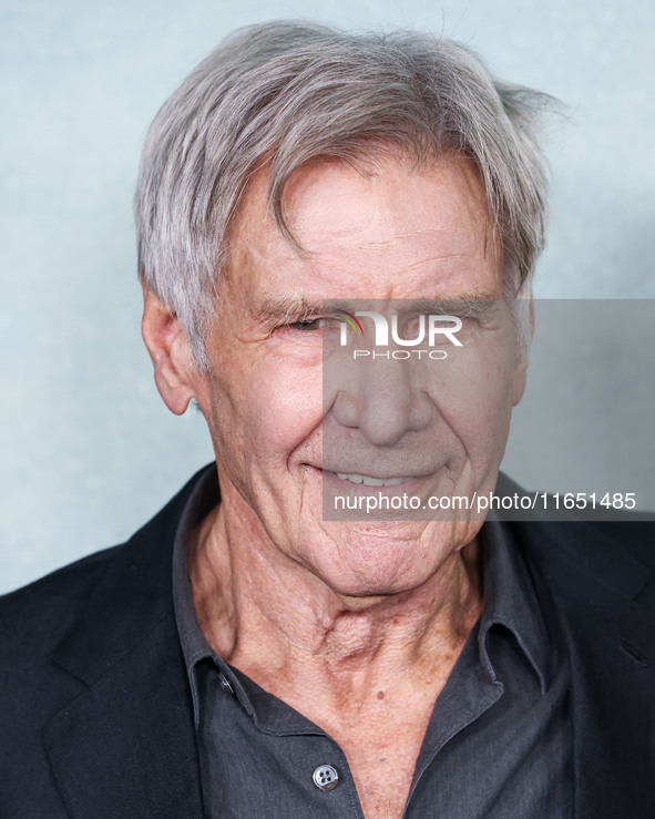 Harrison Ford arrives at the World Premiere Of Apple TV+ Series' 'Shrinking' Season 2 held at the Pacific Design Center on October 8, 2024 i...