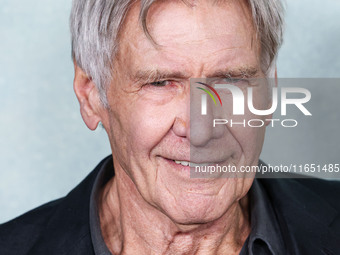 Harrison Ford arrives at the World Premiere Of Apple TV+ Series' 'Shrinking' Season 2 held at the Pacific Design Center on October 8, 2024 i...