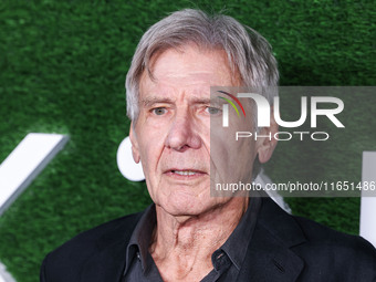 Harrison Ford arrives at the World Premiere Of Apple TV+ Series' 'Shrinking' Season 2 held at the Pacific Design Center on October 8, 2024 i...