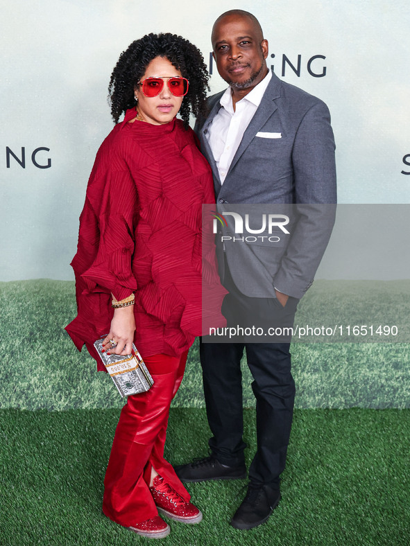 Jill Knox and Keith Powell arrive at the World Premiere Of Apple TV+ Series' 'Shrinking' Season 2 held at the Pacific Design Center on Octob...