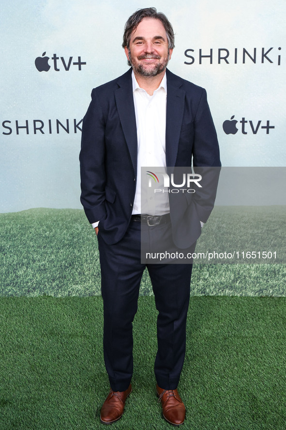 James Ponsoldt arrives at the World Premiere Of Apple TV+ Series' 'Shrinking' Season 2 held at the Pacific Design Center on October 8, 2024...