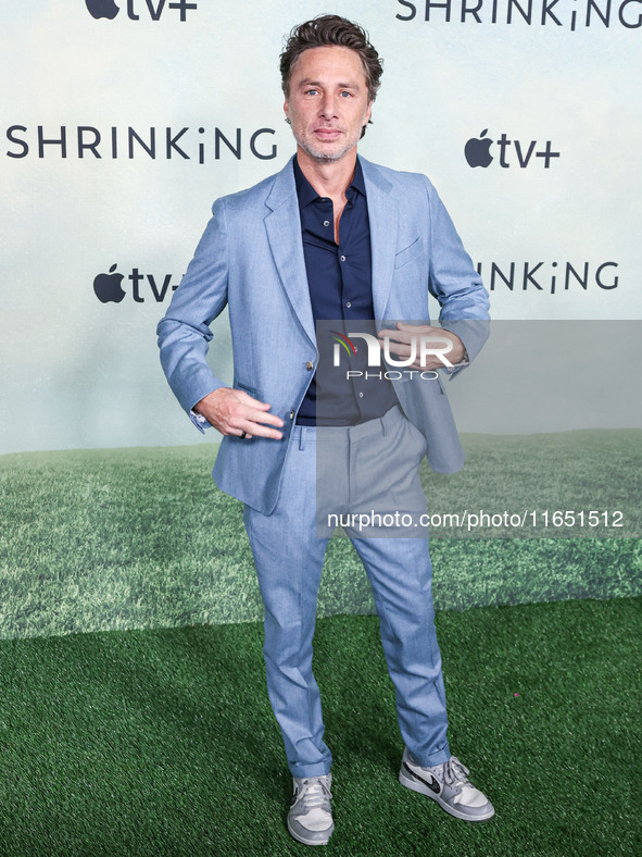 Zach Braff arrives at the World Premiere Of Apple TV+ Series' 'Shrinking' Season 2 held at the Pacific Design Center on October 8, 2024 in W...