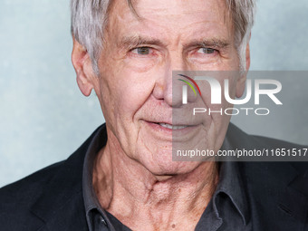 Harrison Ford arrives at the World Premiere Of Apple TV+ Series' 'Shrinking' Season 2 held at the Pacific Design Center on October 8, 2024 i...