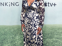 Mimi Fletcher arrives at the World Premiere Of Apple TV+ Series' 'Shrinking' Season 2 held at the Pacific Design Center on October 8, 2024 i...