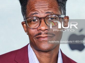 Edgar Blackmon arrives at the World Premiere Of Apple TV+ Series' 'Shrinking' Season 2 held at the Pacific Design Center on October 8, 2024...