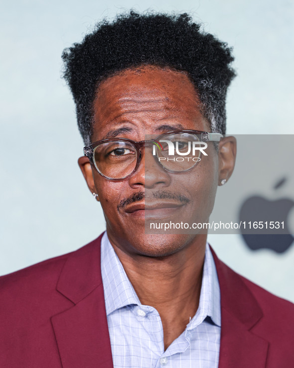 Edgar Blackmon arrives at the World Premiere Of Apple TV+ Series' 'Shrinking' Season 2 held at the Pacific Design Center on October 8, 2024...