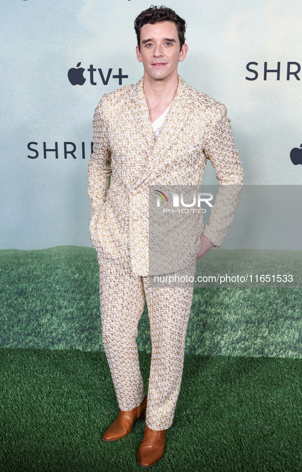 Michael Urie arrives at the World Premiere Of Apple TV+ Series' 'Shrinking' Season 2 held at the Pacific Design Center on October 8, 2024 in...