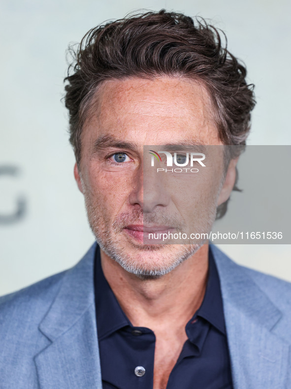 Zach Braff arrives at the World Premiere Of Apple TV+ Series' 'Shrinking' Season 2 held at the Pacific Design Center on October 8, 2024 in W...