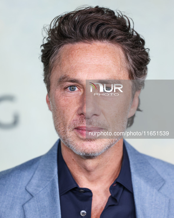 Zach Braff arrives at the World Premiere Of Apple TV+ Series' 'Shrinking' Season 2 held at the Pacific Design Center on October 8, 2024 in W...