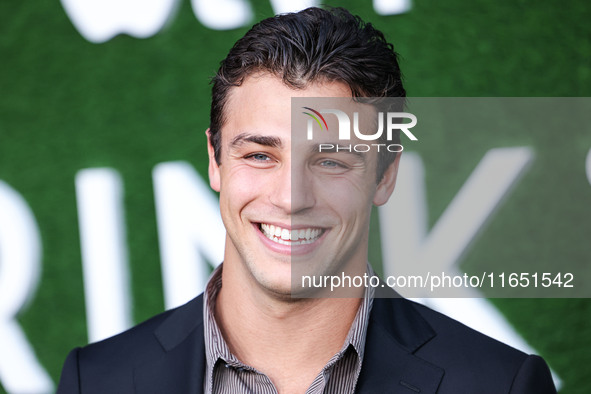 Tanner Zagarino arrives at the World Premiere Of Apple TV+ Series' 'Shrinking' Season 2 held at the Pacific Design Center on October 8, 2024...