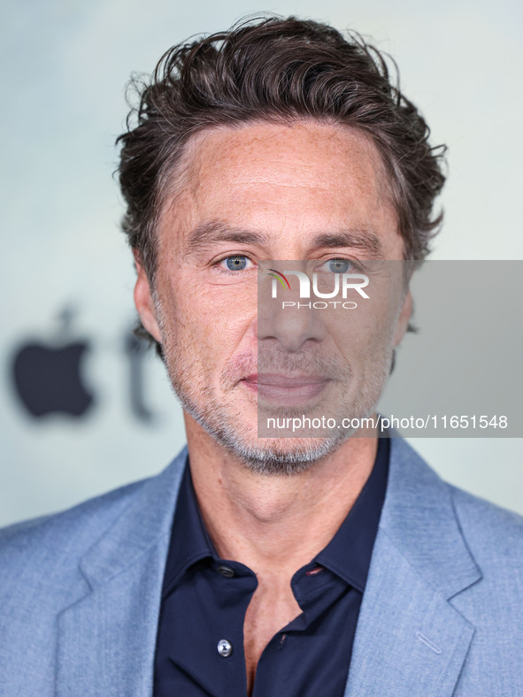 Zach Braff arrives at the World Premiere Of Apple TV+ Series' 'Shrinking' Season 2 held at the Pacific Design Center on October 8, 2024 in W...