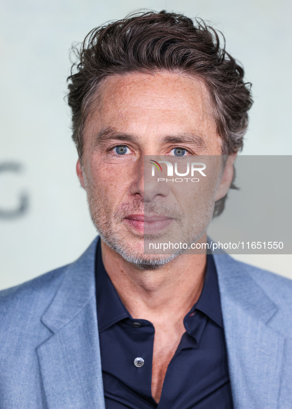 Zach Braff arrives at the World Premiere Of Apple TV+ Series' 'Shrinking' Season 2 held at the Pacific Design Center on October 8, 2024 in W...