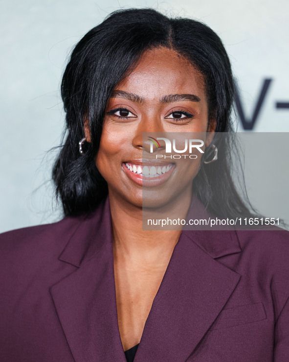 Aleah Quinones arrives at the World Premiere Of Apple TV+ Series' 'Shrinking' Season 2 held at the Pacific Design Center on October 8, 2024...