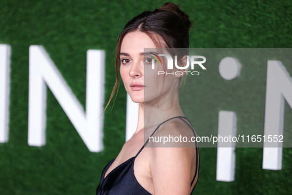 Charlotte Lawrence arrives at the World Premiere Of Apple TV+ Series' 'Shrinking' Season 2 held at the Pacific Design Center on October 8, 2...