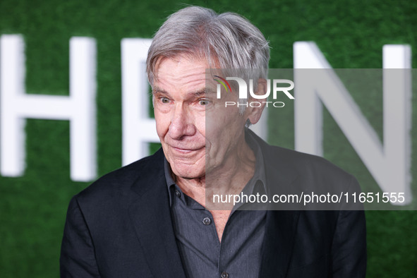 Harrison Ford arrives at the World Premiere Of Apple TV+ Series' 'Shrinking' Season 2 held at the Pacific Design Center on October 8, 2024 i...