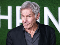 Harrison Ford arrives at the World Premiere Of Apple TV+ Series' 'Shrinking' Season 2 held at the Pacific Design Center on October 8, 2024 i...