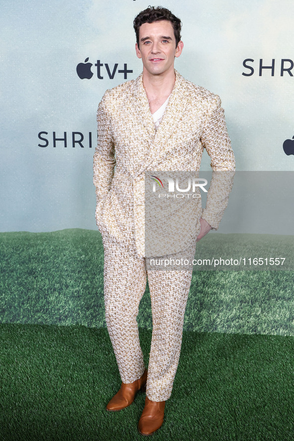 Michael Urie arrives at the World Premiere Of Apple TV+ Series' 'Shrinking' Season 2 held at the Pacific Design Center on October 8, 2024 in...