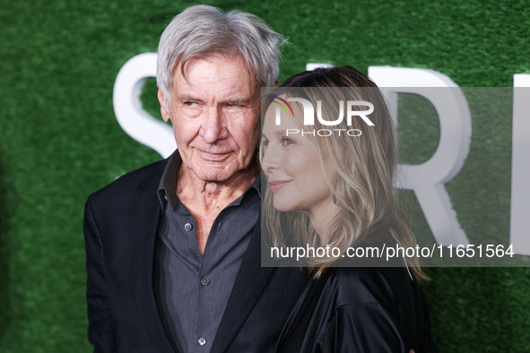 Harrison Ford and wife Calista Flockhart arrive at the World Premiere Of Apple TV+ Series' 'Shrinking' Season 2 held at the Pacific Design C...