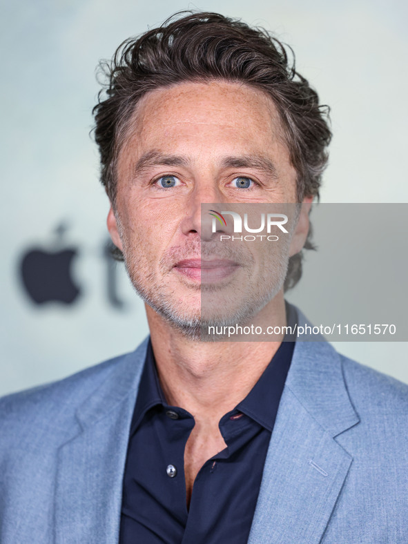 Zach Braff arrives at the World Premiere Of Apple TV+ Series' 'Shrinking' Season 2 held at the Pacific Design Center on October 8, 2024 in W...