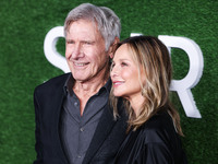 Harrison Ford and wife Calista Flockhart arrive at the World Premiere Of Apple TV+ Series' 'Shrinking' Season 2 held at the Pacific Design C...