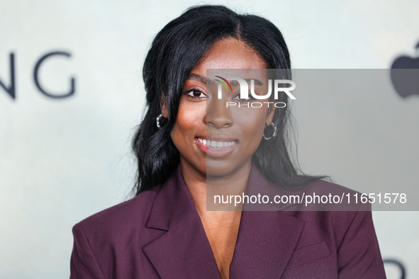 Aleah Quinones arrives at the World Premiere Of Apple TV+ Series' 'Shrinking' Season 2 held at the Pacific Design Center on October 8, 2024...