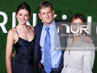 Charlotte Lawrence, Bill Lawrence and Christa Miller arrive at the World Premiere Of Apple TV+ Series' 'Shrinking' Season 2 held at the Paci...